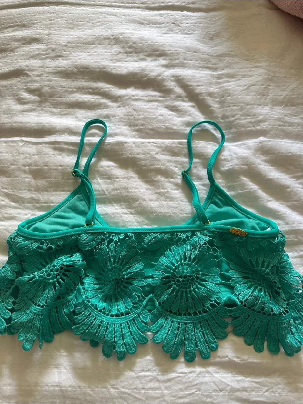 Jessica Simpson Teal Crochet Bikini Top
